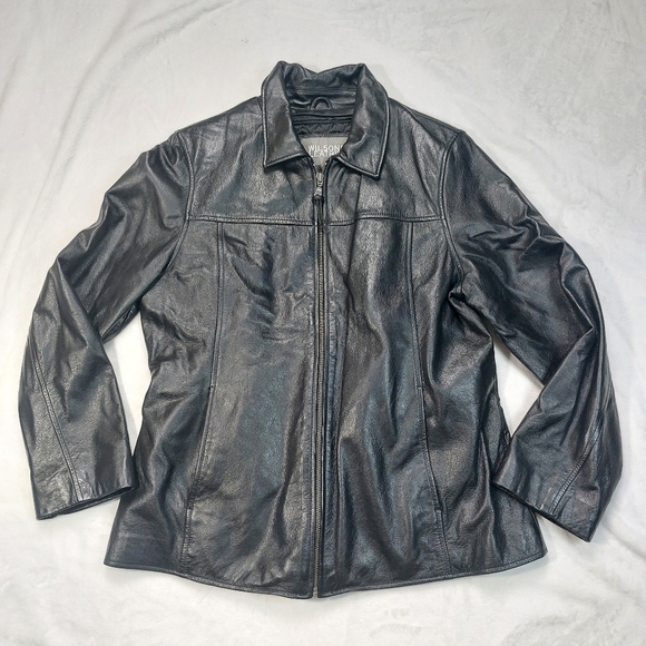 WILSON LEATHER WOMEN'S BLACK LEATHER ZIP FRONT JACKET SIZE LARGE